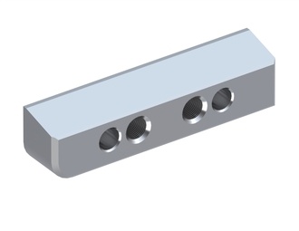 Barre de serrage 2T RL 2 dents rayon gauche 159x39x32, 2 trous fraisés, 2x filetages M16 pour Eldan Recycling 