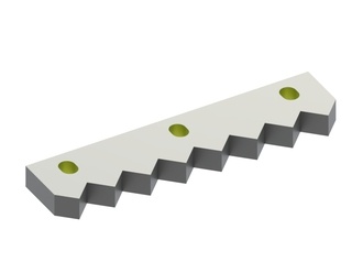 Center counter-knife 294x68x23, Eco Line, 7 serrations. Tooth pitch 37, 3 slotted holes 16x21. 