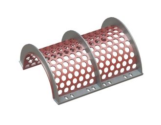 Cesta de cribado 798 mm de ancho, espesor de chapa perforada t=12, perforación Ø45 nervio 13, Hardox para Vecoplan 