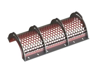 Cesto vagliante 1067 mm di larghezza, spessore lamiera forata t=8, foratura Ø31.8 legamento 7.5 per Vecoplan 