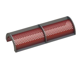 Cesto vagliante, larghezza 1498 mm, spessore lamiera forata t=8, foratura diagonale Ø20 per Weima Maschinenbau GmbH 
