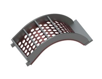 Cesto vagliante, larghezza 490, spessore lamiera t=12, perforazione esagonale, ligamento 12/17.2 per 