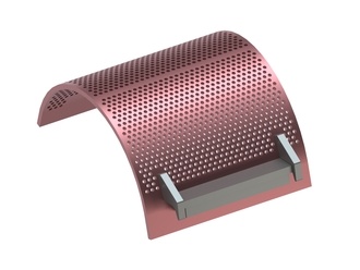 Cesto vagliante, larghezza 497, spessore lamiera t=15, perforazione Ø10 legamento 6, Hardox per Lindner Recyclingtech 