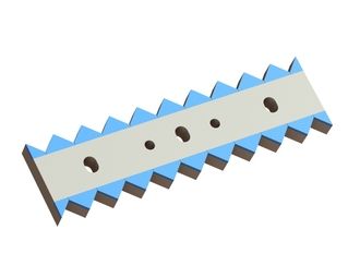Contracuchilla, 414x115x28, CarbideCut, 3 agujeros oblongos, 2 roscas M16, calidad de carburo H4 para Vecoplan 