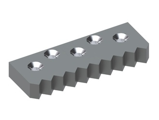 Contracuchilla central 350x125x45 PremiumCut, 5 taladros avellanados, versión X para Weima Maschinenbau GmbH 