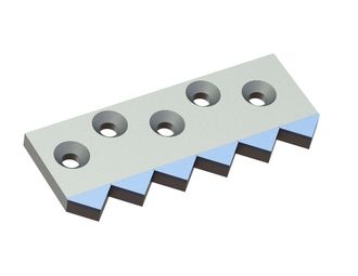 Contracuchilla central derecha, 335x135x21, CarbideCut, 5 perforaciones avellanadas para Weima Maschinenbau GmbH 