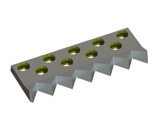 Contracuchilla centro 498x166x43/30, Eco Line, 9 ranuras, 6 muescas dentadas, resistente a rotura para Zeno Zerkleinerungsmaschinen 