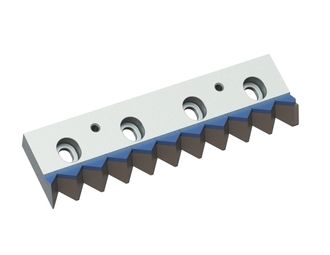 Contracuchilla izquierda, 397x109x35, CarbideCut, 4 agujeros oblongos, calidad de carburo H4 para Vecoplan 