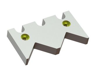 Controcoltello 345x196x47, Eco Line, 2 fori svasati Ø26/Ø42, intaglio dentato 90° per Lindner Recyclingtech 