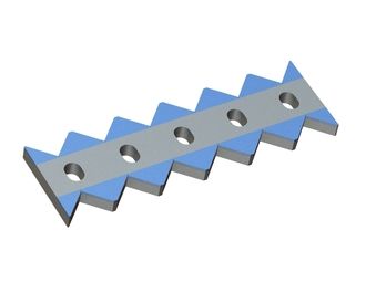 Controcoltello 499x156x27, CarbideCut, intagli dei denti 90°, qualità del carburo H4 per Lindner Recyclingtech 