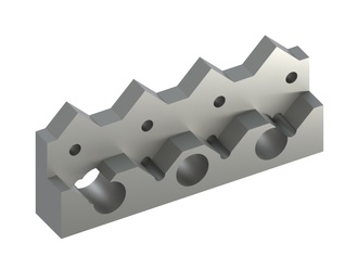 Counter-blade carriage center 400x164x68/37, Premium Line, stepped design, 4 tooth notches 