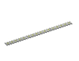 Counter knife 3-piece 1800x130x25 Eco Line 16 long slot, version 60 for Vecoplan LLC (Retech) Vecoplan VAZ 1800