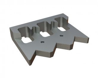 Counter knife carrier 344x247x72, hard-faced, version 87, 2x M20 threads for Lindner Recyclingtech Lindner Universo