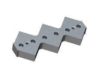 Counter knife center 490x210x60, Premium Line, 2x M20 thread, tooth pitch 164 for UNTHA America Untha XR 2000