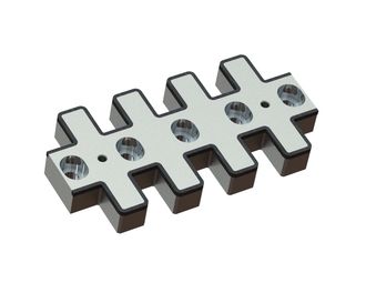 Counter knife center 598x295x69, PremiumCut, 5 slotted holes, hard-faced for Hosokawa Alpine AG 