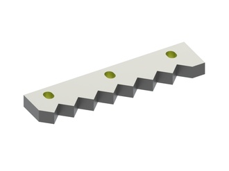 Counter-knife, outer, 301x68x23, Eco Line, 7 serrations. Tooth pitch 37, 3 slotted holes 16x21. 