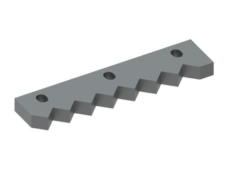 Counter-knife, outer, 301x68x23, Premium Line, 7 serrations. Tooth pitch 37, 3 slotted holes 16x21. 