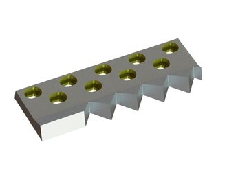 Counter knife right 498x166x43/30, Eco Line, 9 slotted holes, tooth pitch 80.6, 5 tooth notches for Zeno Zerkleinerungsmaschinen 