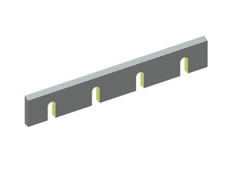Cuchilla de estator 610x100x20, bisel de 75°, 2xM12, 4 ranuras 