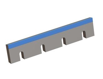 Cuchilla estator derecha 485x100x28, Hybrid Line, 4 ranuras, filo 78°, 3xM16 roscas para Neue Herbold 
