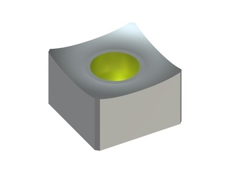 Cutting crown 39x39x25, Eco Line, chamfered corners, concave shape, countersunk bore Ø13/Ø19.5. 