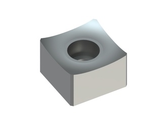 Cutting crown 39x39x25, PremiumCut, chamfered corners, concave shape, countersunk bore Ø13/Ø19.5. 