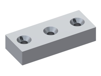 Knife 195x78x38 Premium Line, 3 countersunk holes, pointed corners, Y version 