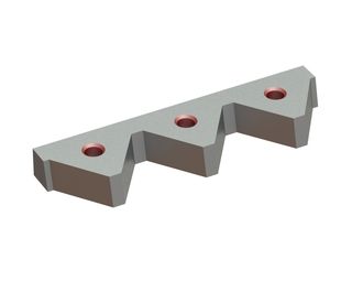 Knife, 3 teeth 239x66x25, PremiumCut, 3xM16 thread for Eldan Recycling 