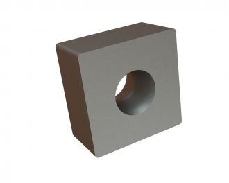 Knife 43x43x23, rounded corners, PremiumCut, 1x countersunk hole on both sides for Lindner Recyclingtech 