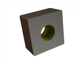 Knife 43x43x23, rounded corners, StandardCut, countersunk on both sides, B1 version for Lindner Recyclingtech 