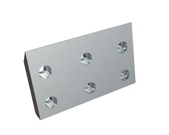 Knife outer 165x100x20 6 counter-sunk holes, edge 1x90°/45°, W-version for HSM 