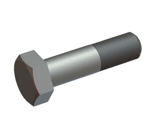 M12x45 hexagon fitted bolt with shank Ø13, width across flats 19, plain steel 