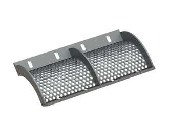 Panier de crible largeur 671, épaisseur t=6, perforation hexagonale largeur sur plats 15, ligament 7 