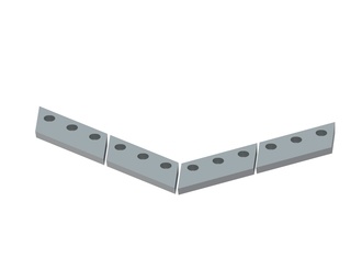 Press knife 4-part 1487x134x50, Primus Line, cutting edge 60°, 12 countersunk holes Ø22/Ø40 for Paal 