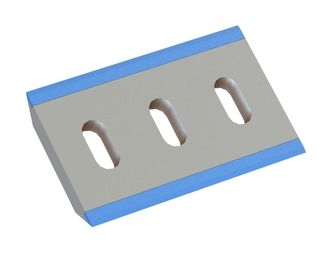 Rotor knife 210x133x20, CarbideCut, cutting edge 39°, carbide grade H5, 3x slotted hole 22x48 for Hosokawa Alpine AG 