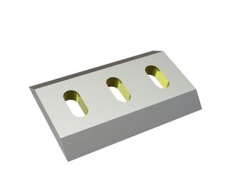 Rotor knife 210x133x20, StandardCut, 3 slotted holes 22x48, double-sided countersink for Hosokawa Alpine AG 