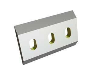 Rotor knife 210x133x20, StandardCut, 3 slotted holes, double-sided cutting edge 5x11° (front)/39° for Hosokawa Alpine AG 