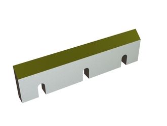 Rotor knife 340x90x25, StandardCut, 3 slots, cutting edge 50°, 2x M14x1.5 fine threads, X version for Hosokawa Alpine AG 