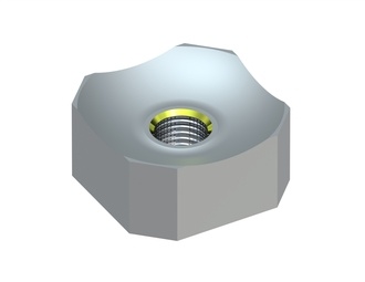 Schneidkrone 60x60x28,5, mit aggressiver Hohlkehle 4 Ecken symmetrisch abgeflacht, M20 Gewinde für Vecoplan 
