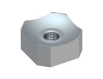 Schneidkrone 60x60x28,5, mit agressiver Hohlkehle 4 Ecken symmetrisch abgeflacht, M20 Gewinde für Vecoplan 