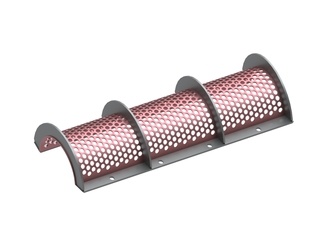 Screen basket 1300 wide, sheet thickness t=8 hole Ø25, bar width 8, Hardox for Vecoplan 