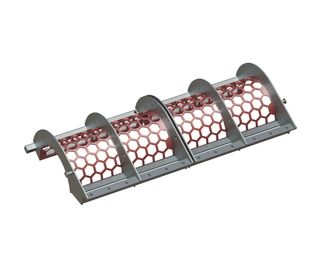Screen basket 2-part width 1840, plate thickness t=10, hexag. perforation width across flats 76.2 for Vecoplan LLC (Retech) 