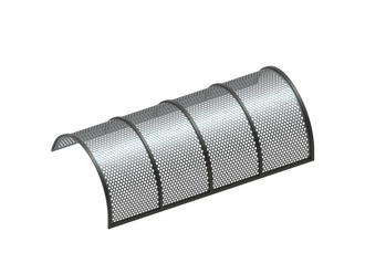 Screen basket 2018 wide, sheet thickness t=5 hole Ø20, bar width 8 