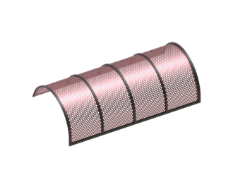 Screen basket 2018 wide, sheet thickness t=5 hole Ø20, bar width 8 