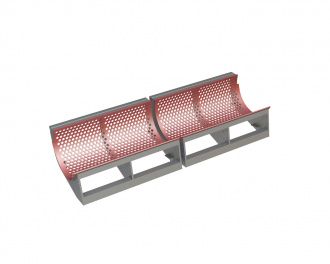 Screen basket 2030 mm wide, screen plate thickness t=10, 2-piece perforation Ø25 ligament 10, Hardox for Vecoplan LLC (Retech) Vecoplan VAZ 220/200