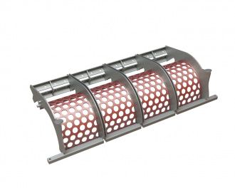Screen basket 2030 mm wide, screen plate thickness t=12, 4-piece, perforation Ø70 ligament 22 for Vecoplan Vecoplan VAZ