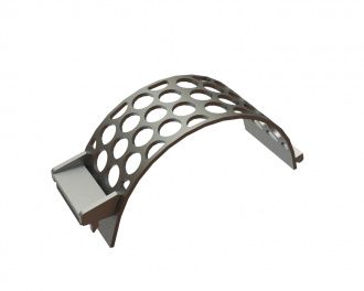 Screen basket 340 wide, plate thickness t=15, perforation Ø85, ligament 16, Creusabro, patented for Lindner Recyclingtech 