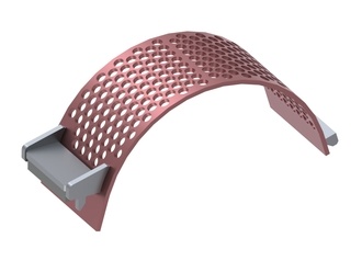 Screen basket 340 wide, sheet thickness t=15 hole Ø33, bar width 7, Hardox for Lindner Recyclingtech Lindner Power Komet 2800