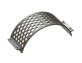 Screen basket 342 mm wide, screen plate thickness t=15, perforation Ø45, ligament 12, Creusabro for Lindner Recyclingtech 