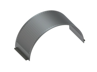 Screen basket 390 wide, sheet thickness t=10 hole Ø16, bar width 7 